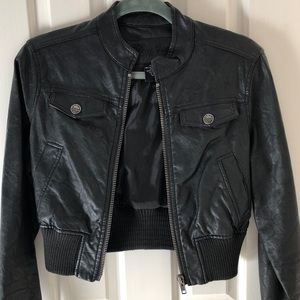Joi Jou Black faux leather bomber jacket